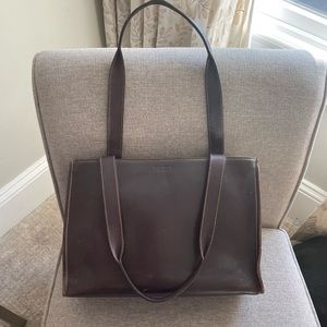 Vintage Kate Spade chocolate brown leather tote